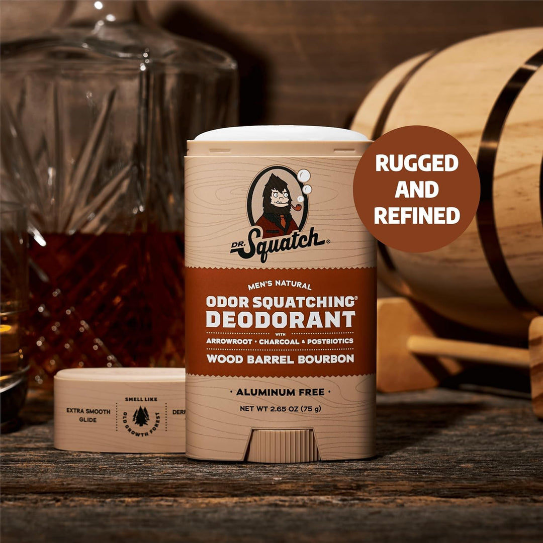 Dr. Squatch Deodorant für Männer - Birkenholzbrise, Kühle frische Aloe, Frische Wasserfälle, Holzfas