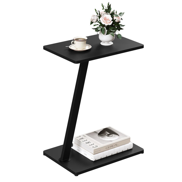 EUGAD Beistelltisch C Form, Couchtisch Sofatisch Wohnzimmertisch, mit Metallgestell, für Sofa Couch