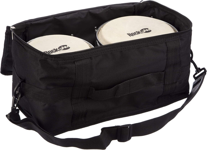 RockJam RJ-100301 7" and 8" Bongo Set with Padded Bag and Tuning Wrench Red and Natural Stripe Red S