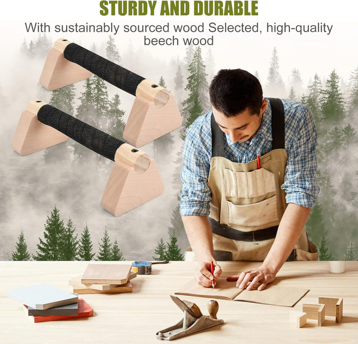 2 Pcs Liegestützgriffe, 25cm Handstand Griffe aus Holz mit Rutschfeste Gummipuffer, Parallettes Cali