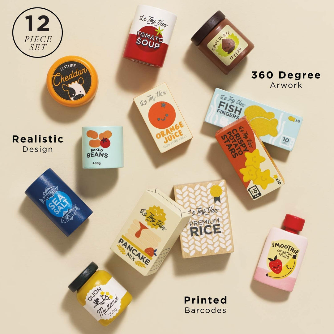 Le Toy Van Supermarkt Grocery Weekly Shop Set | Holz Rollenspiel Lebensmittel Spielzeug Set - Geeign