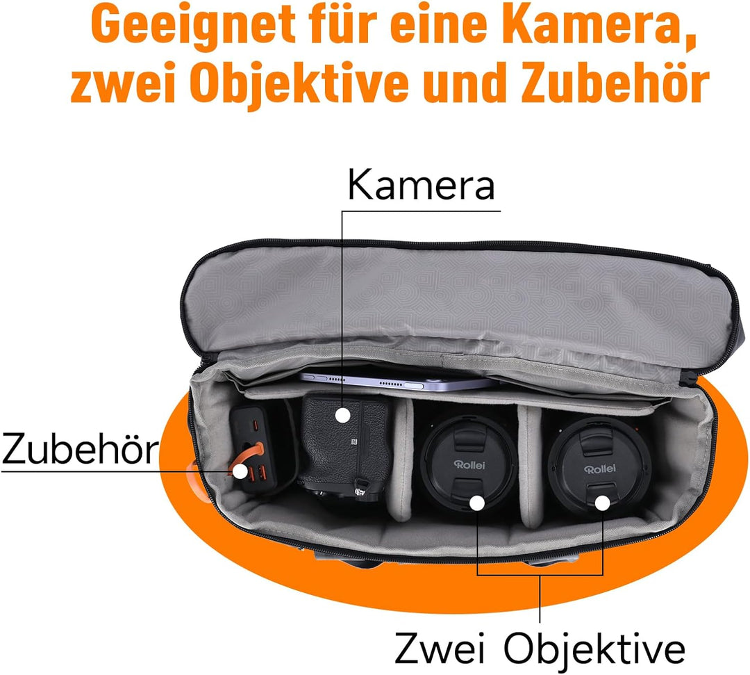 Rollei Fotoliner Ocean Rolltop Kamerarucksack Wasserdicht Fotorucksack Gross Kamera Rucksack mit Lap