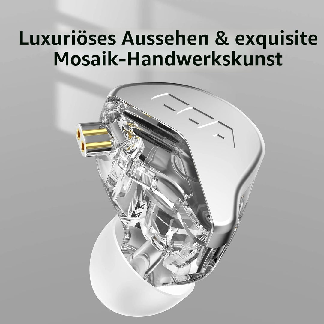 keephifi CCA CRA In Ear IEM Kopfhörer mit Mikrofon,3,8 μ Ultradünne Membran In Ear Monitor Kabel Kop