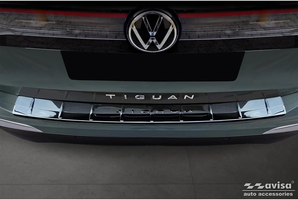 Avisa Spiegelschwarz Edelstahl Heckstossstangenschutz kompatibel mit Volkswagen Tiguan (CT1) 2024- '
