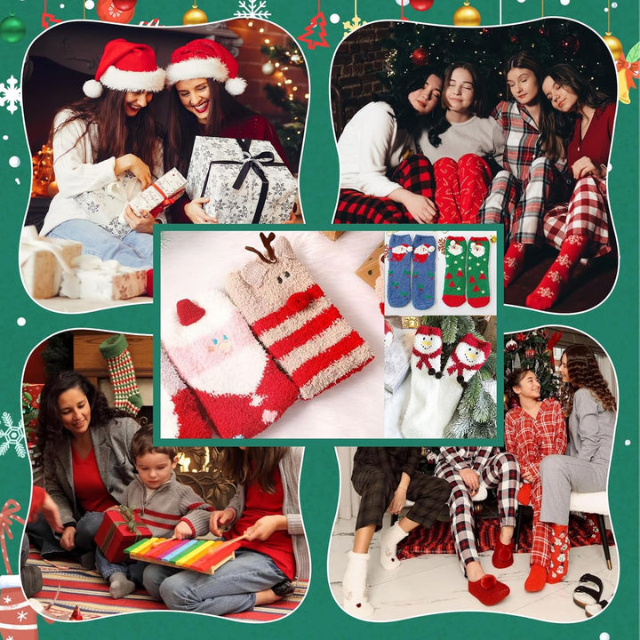 5 Paar Weihnachtssocken Kuschelsocken Damen Weihnachten Socken Flauschige Socken Christmas Socks Win