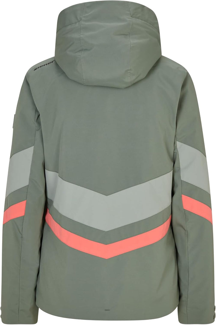 Ziener Damen Telia Ski-Jacke/Winter-Jacke | warm, atmungsaktiv, wasserdicht (1er Pack) 34 green mud,