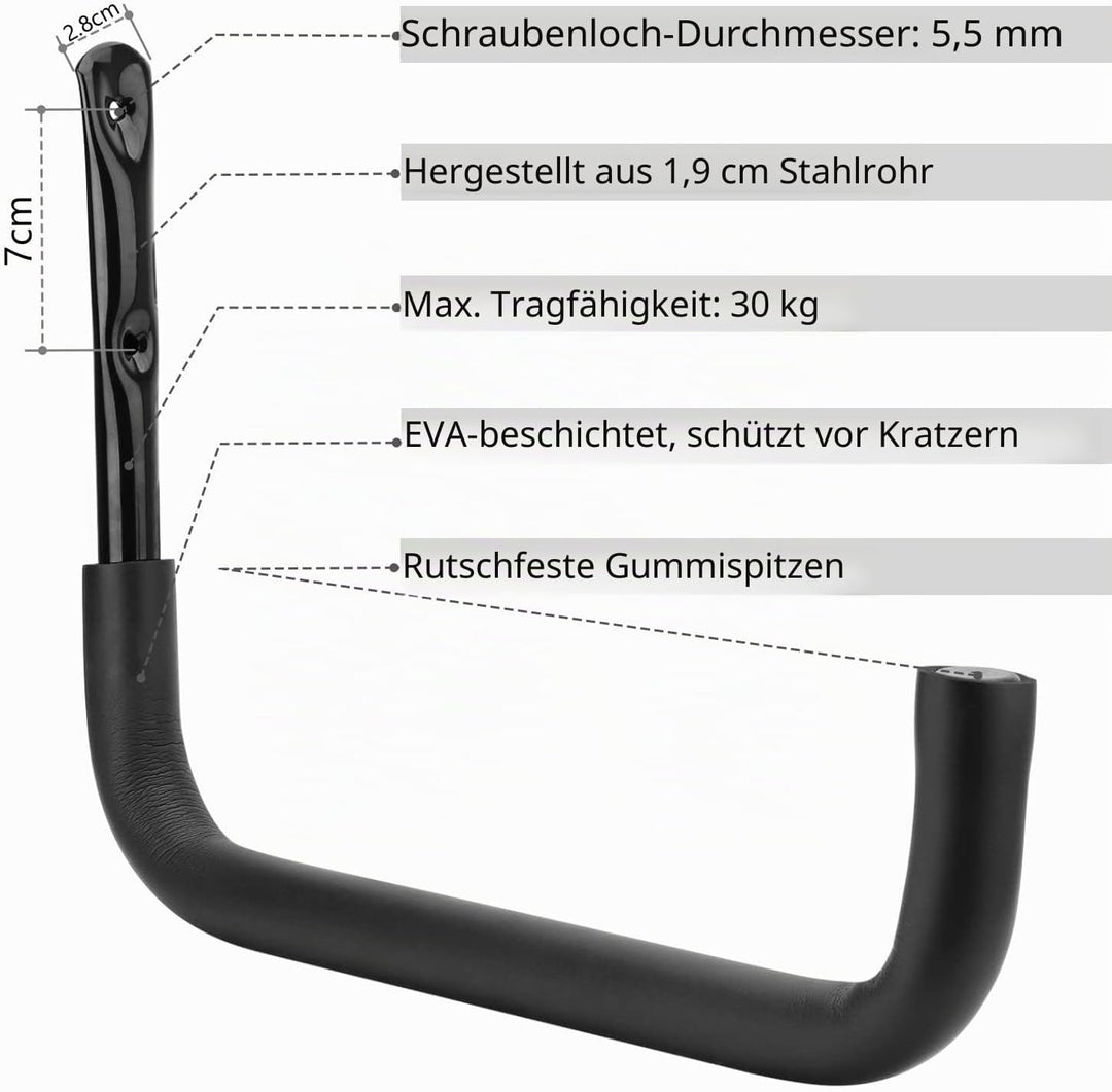 pipabiba Garagenhaken, Kajak-Aufbewahrungshaken, 6 Stück, robuste Kleiderbügel für Gartenwerkzeuge,