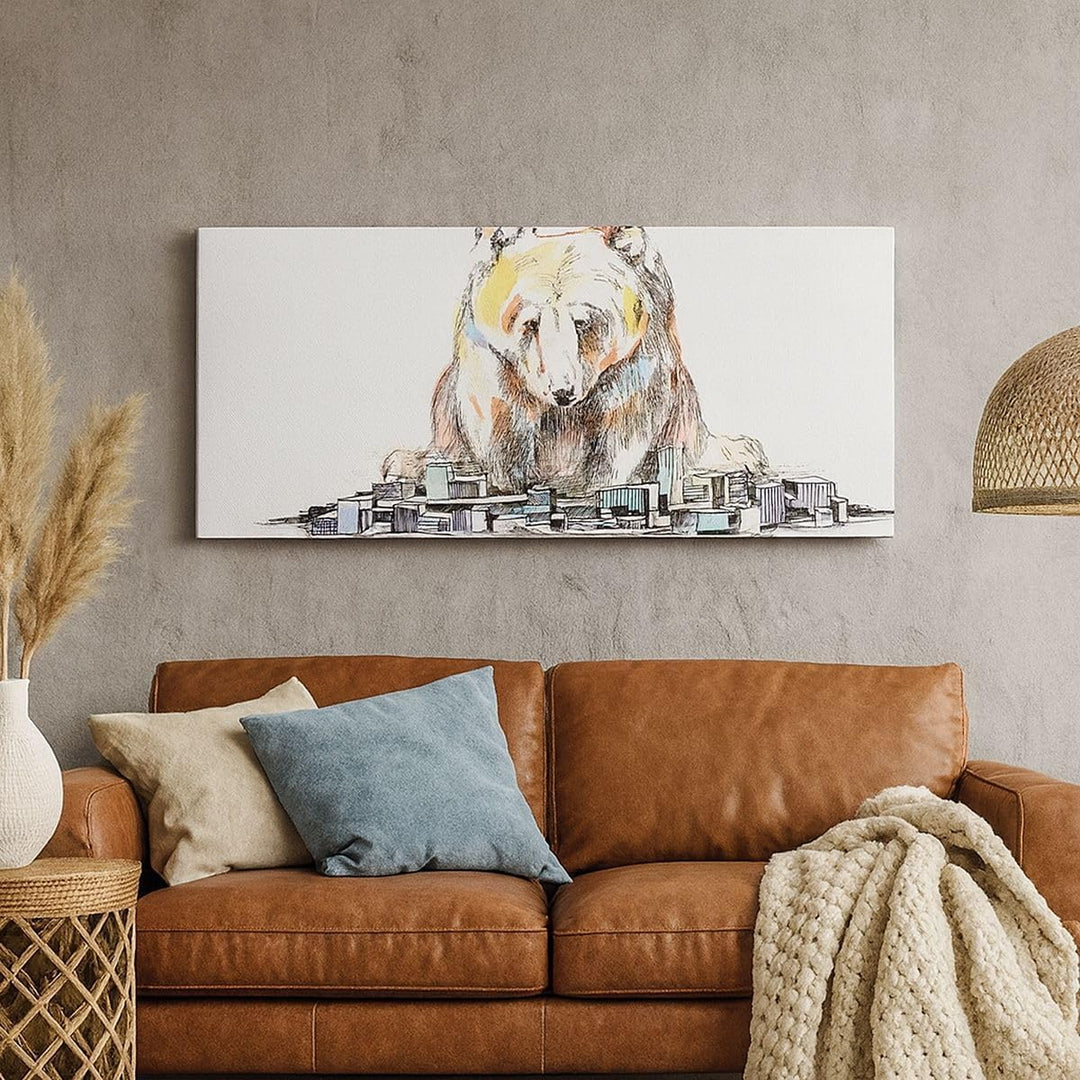 Wandbilder Dekoration Wohnzimmer Bär Spielzeug Spiel Illustration Panorama Bilder auf Leinwand 120x5