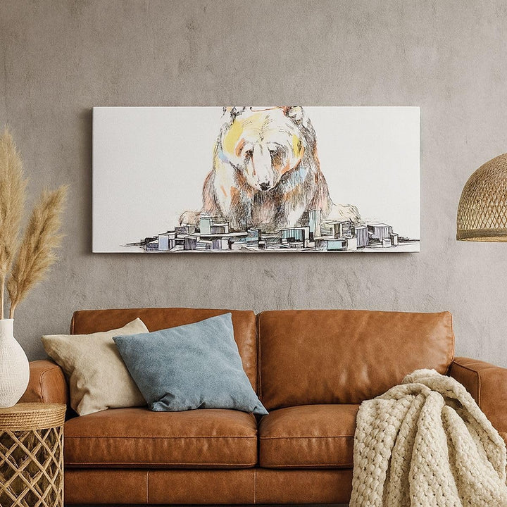 Wandbilder Dekoration Wohnzimmer Bär Spielzeug Spiel Illustration Panorama Bilder auf Leinwand 120x5