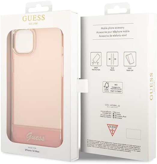 Guess GUHCP14SHGCOP hülle für iPhone 14 6,1" rosa/pink hardcase Translucent
