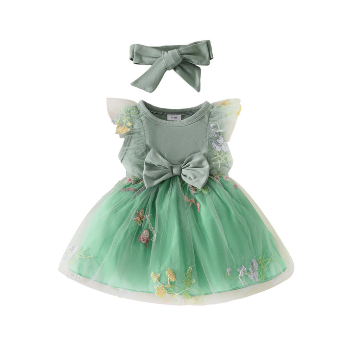 Babykleidung für Neugeborene Mädchen Gerüschtes Kleid mit Blumendruck Sommer Outfits Süsses Schleife