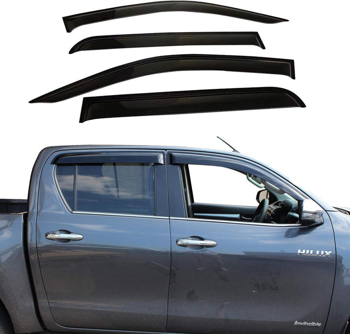 JHCHAN 4PCS Windabweiser Regenabweiser Rauch Schwarz für Toyota Hilux Revo 2015-2023 MK8 Pick-up Dop
