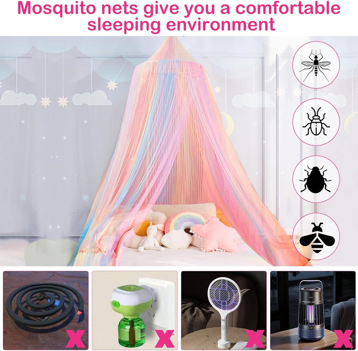 Diealles Shine Betthimmel Mädchen, Regenbogen Baldachin Kinderzimmer, Hängendes Mückennetz Bett, Fli