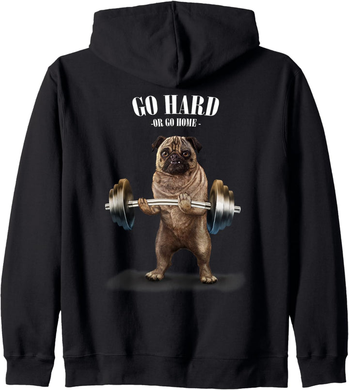 Mürrisches Mops-Gewichtheben Kapuzenjacke