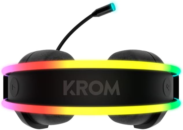 KROM Gaming KLAIM -NXKROMKLAIM Kopfhörer mit Mikrofon, Rainbow RGB LED Stereo-Sound, 50 mm Lautsprec