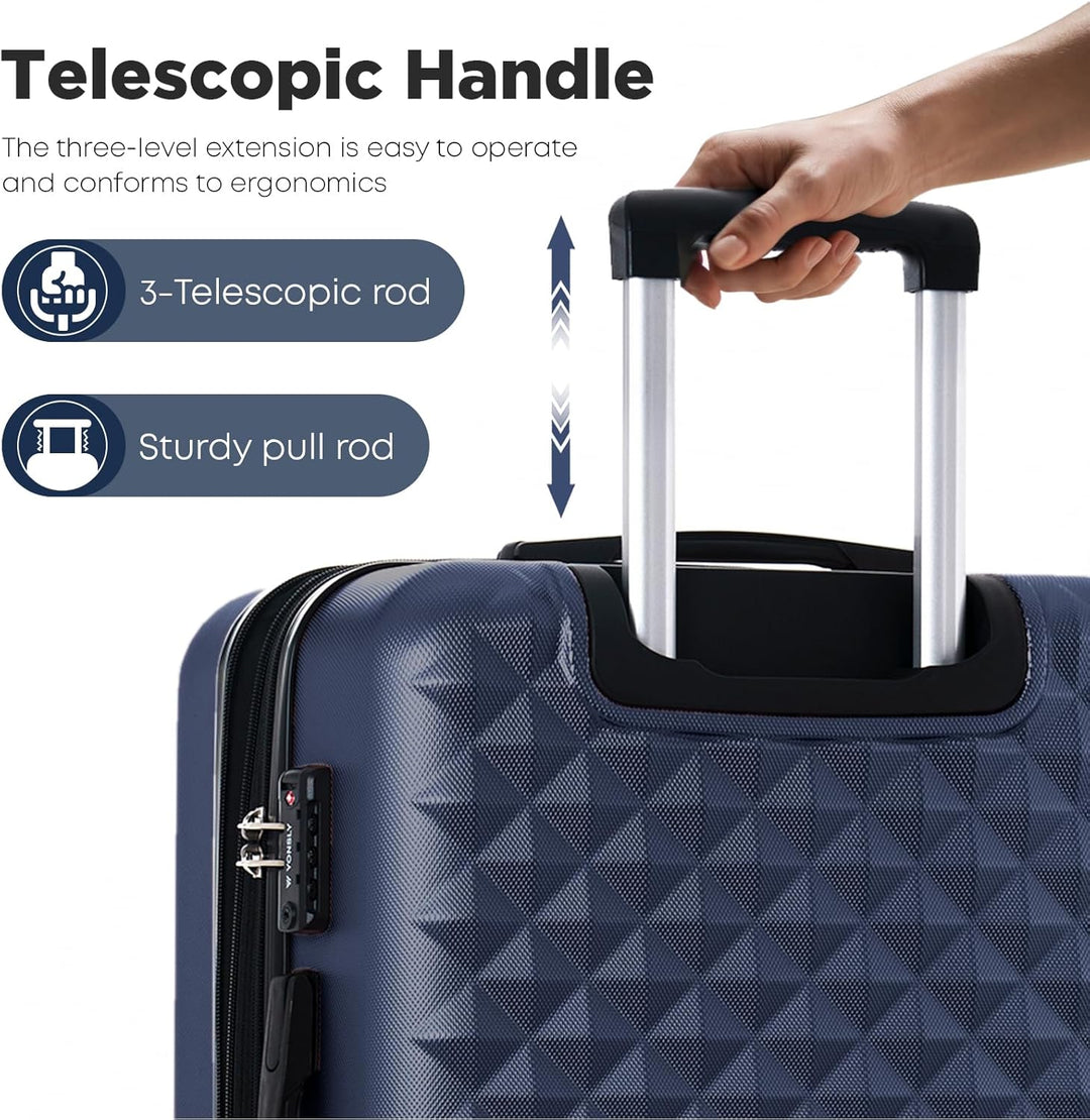 Reisekoffer Suitcase, Erweiterbarer Hartschalenkoffer Trolley mit TSA-Schloss und hochwertigem YKK-R