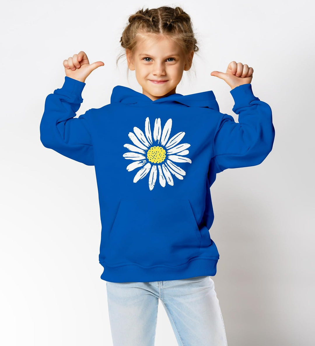 Neverless® Kinder Hoodie Mädchen Blumen Aufdruck Kapuzenpullover Sweatshirt Kapuze 152 Blau, 152 Bla