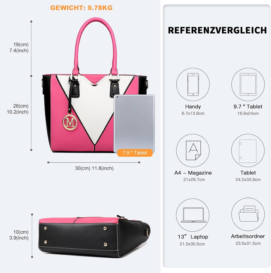 Miss Lulu Handtasche Damen, Taschen, Schultertaschen Shopper Damen Handtaschen Damen V-förmiges Desi