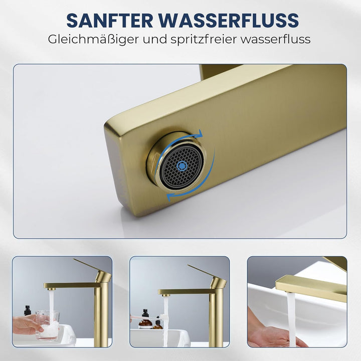 Tarnby Wasserhahn Bad – Waschtischarmatur 17,3 cm, Waschbeckenarmatur Messing Glänzend, Anti-Fingerp