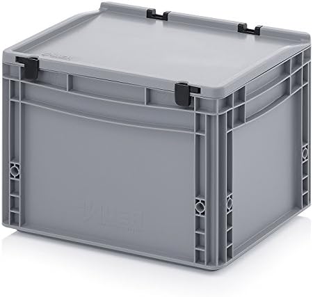 Auer Packaging 2x Eurobehälter 40 x 30 x 28,5 mit Scharnierdeckel inkl. gratis Zollstock * 2er Set
