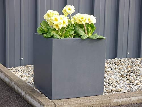 Pflanzkübel der BUNDESGARTENSCHAU L40x B40x H40cm aus Fiberglas in anthrazit, Blumenkübel, Pflanzgef