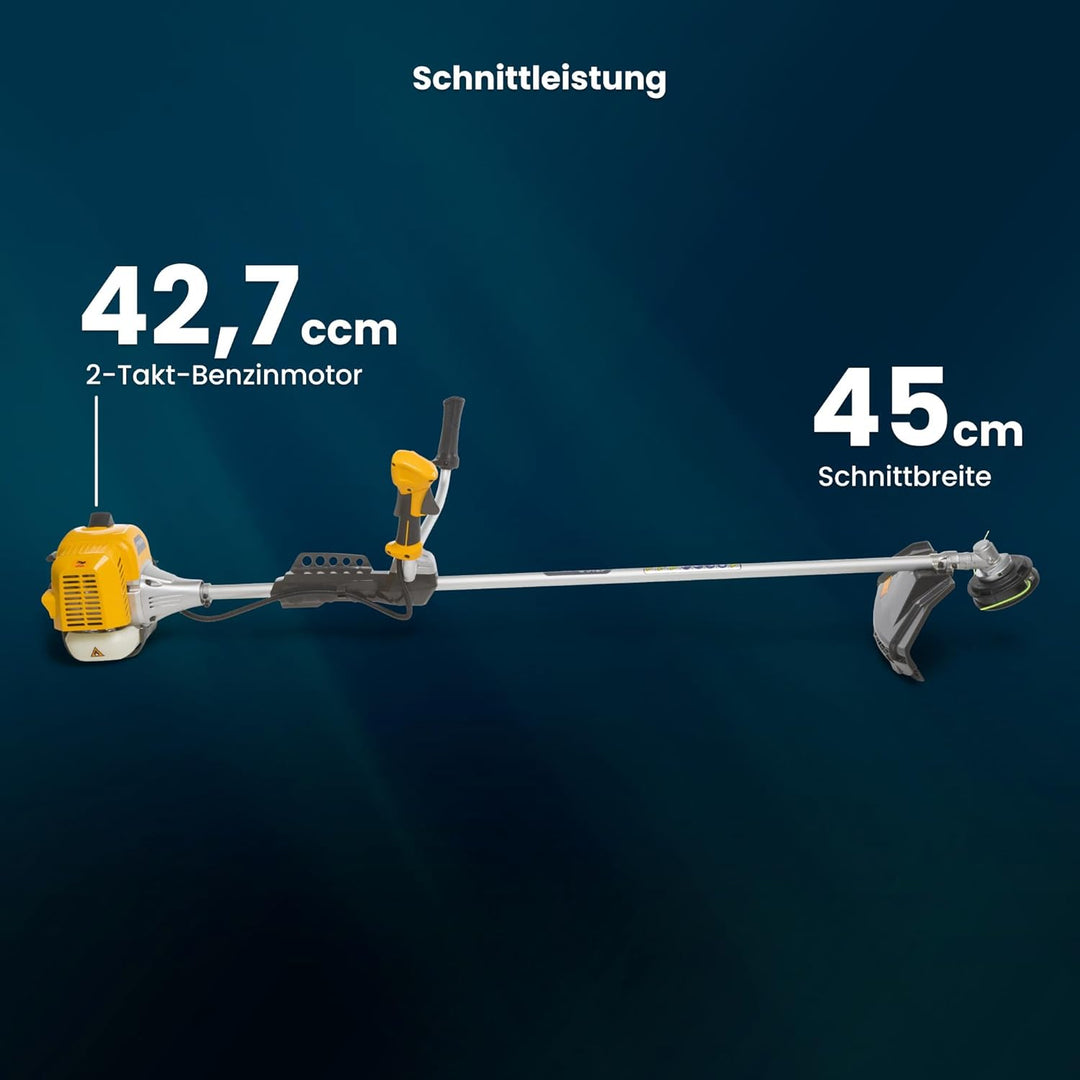 STIGA BC 545 B Benzin-Motorsense, 42,7 cm³, 45 cm – Tap&Go Doppelleinenkopf, 3-Zahnmesser – Für Gart