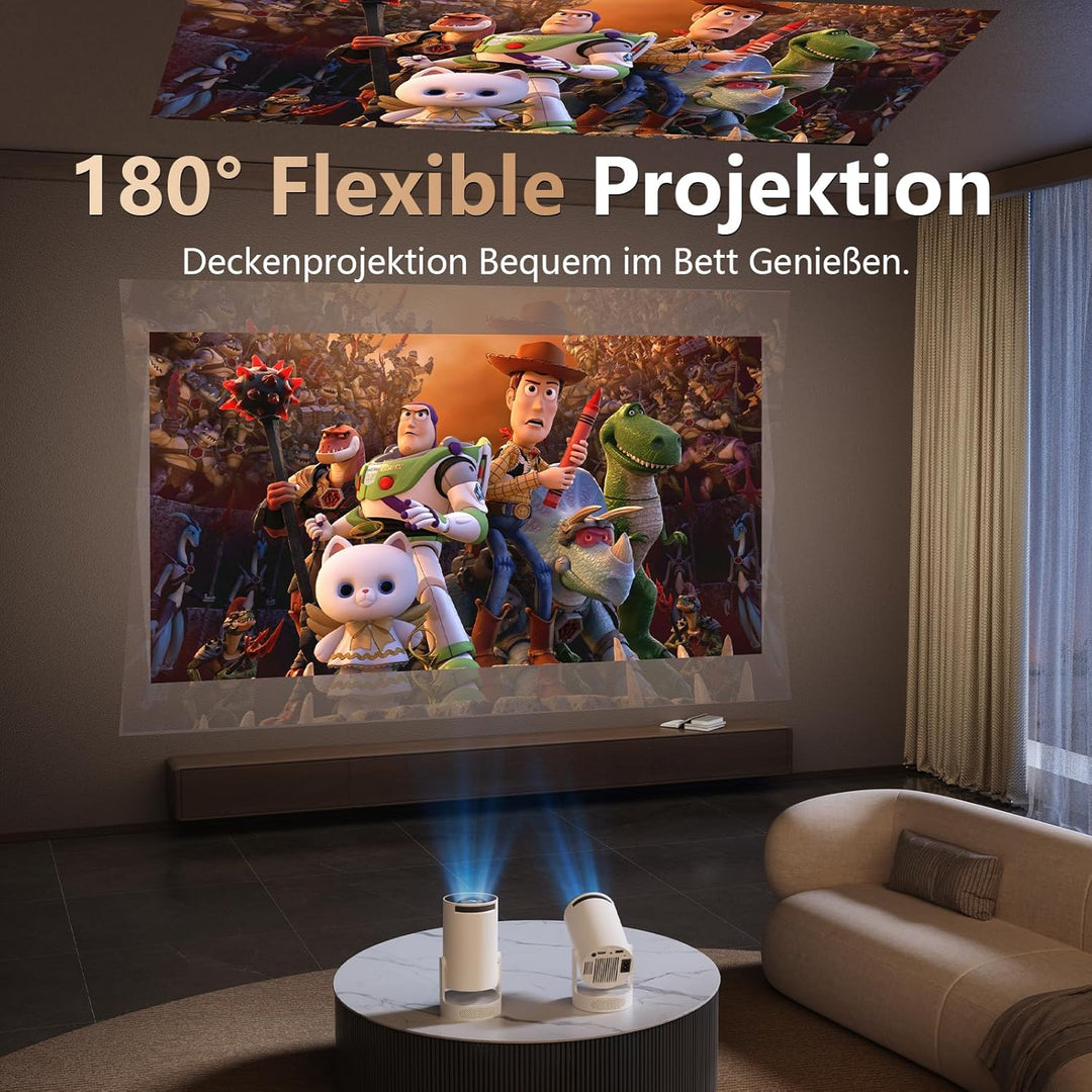 Smart Mini Beamer, Upgraded Hi-Fi Mini-Projektor mit 4K-1080P-Unterstützung, 300 ANSI-Lumen, WIFI6 &