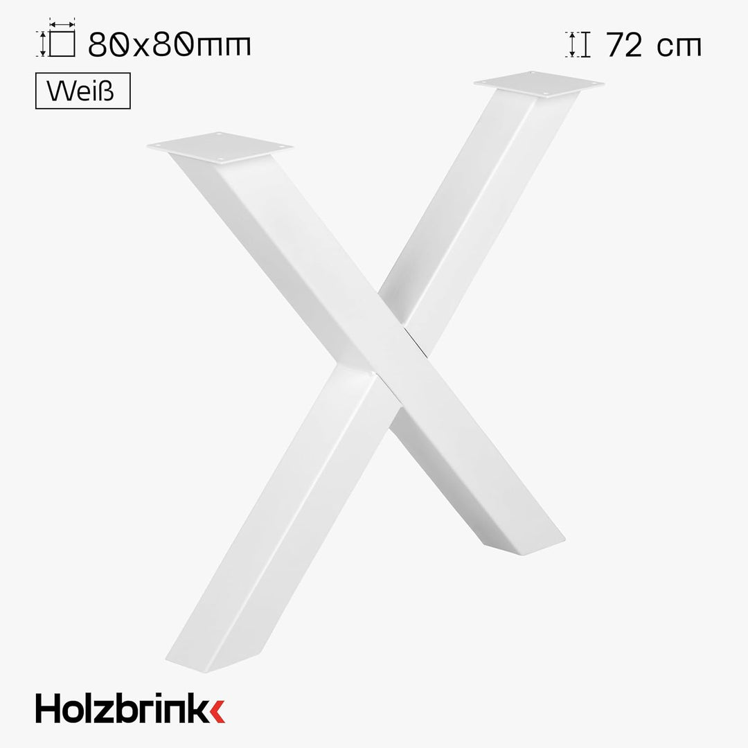 HOLZBRINK Tischbeine Metall Weiss X-Form | Design Tischkufen/Tischgestell für Couchtisch, Esstisch,