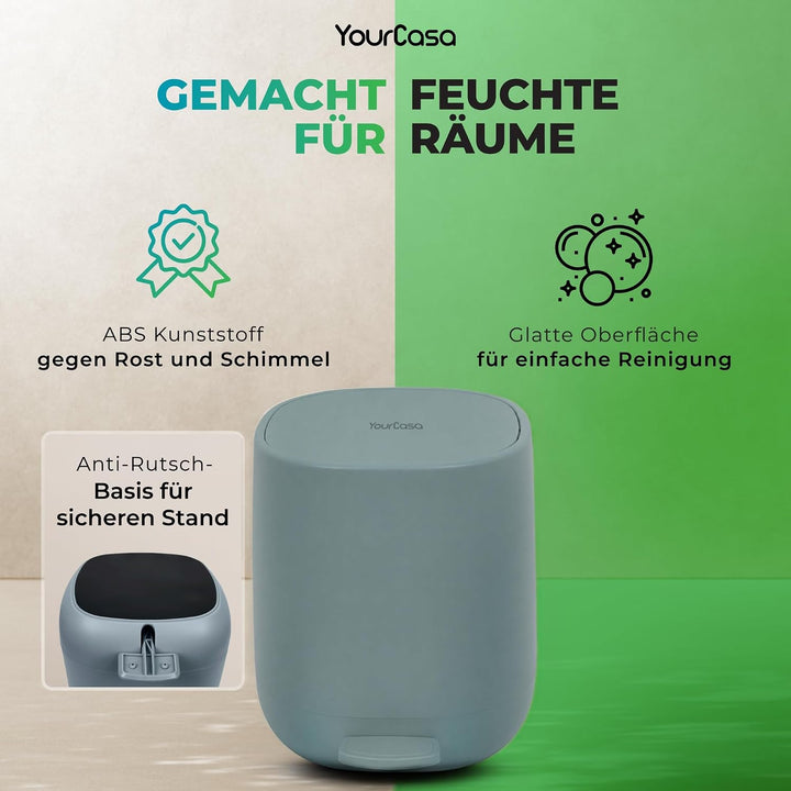 YourCasa Mülleimer Bad [5L] - Elegantes Design - Badeimer - Kosmetikeimer Badezimmer Klein - Badmüll