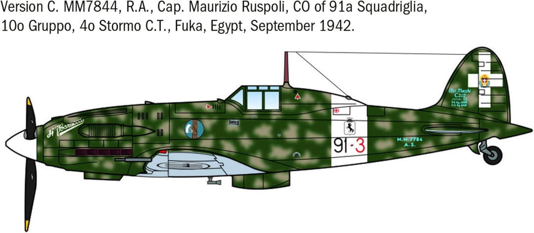 Italeri 1481 1:72 MC.202 Folgore Aces Modellbausatz Militärflugzeug