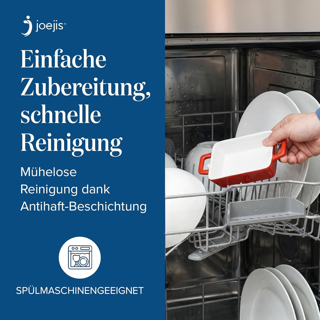 Joeji’s Kitchen Mini Auflaufformen (4er Set, 325ml): Kleine, rechteckige Keramik-Ofenformen für Lasa