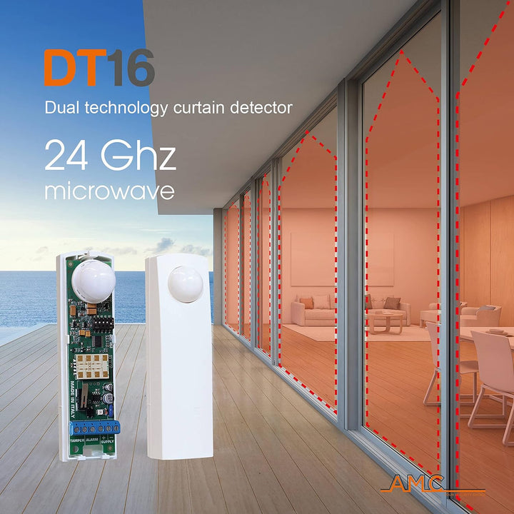 AMC Sensor A Doppelt Technologie, Wirkung Vorhang, für Türen Und Fenster Dt 16 - Weiss