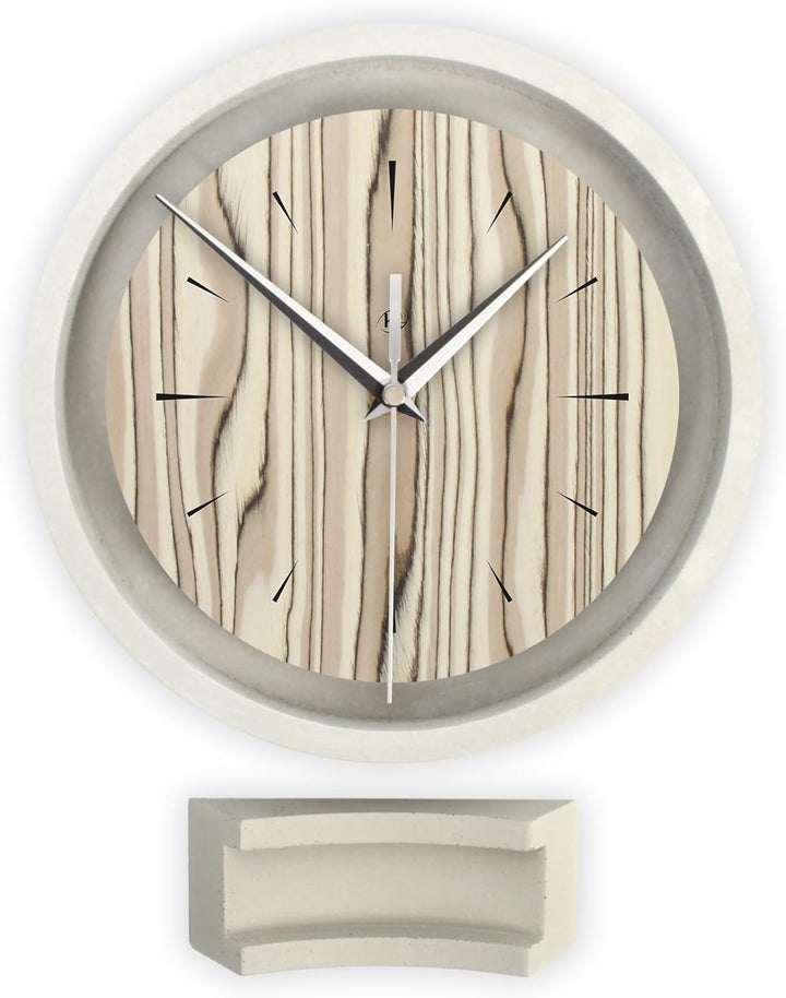 Kreative Feder Runde Tischuhr aus Beton im Industrial Design – leise Standuhr ohne Ticken in minimal