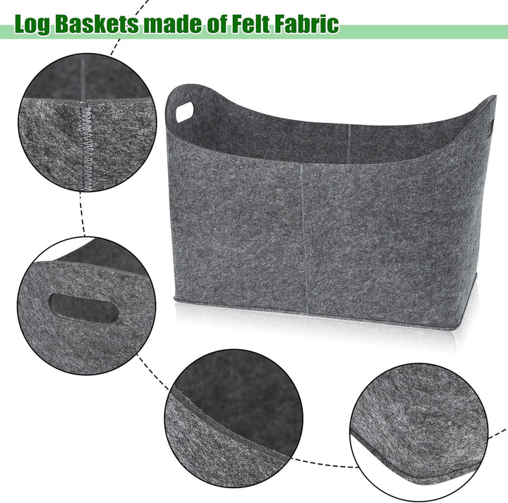 2 Stück Filz Holzkörbe Tragbare Kaminholztasche mit Griff Faltbare Kaminholzkörbe Innen & Aussen 60L