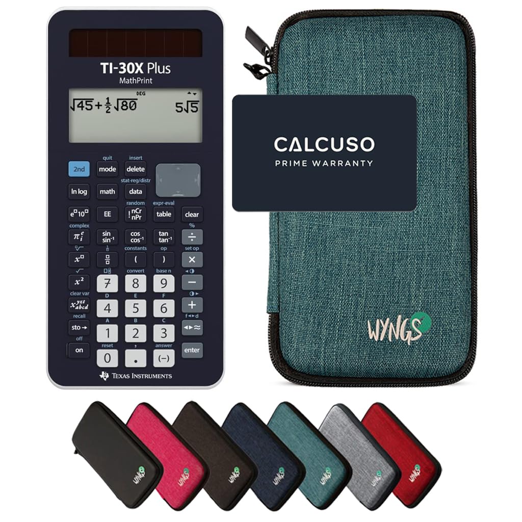 CALCUSO Sparpaket: TI-30X Plus MathPrint technisch-wissenschaftlicher Schulrechner + WYNGS Schutztas