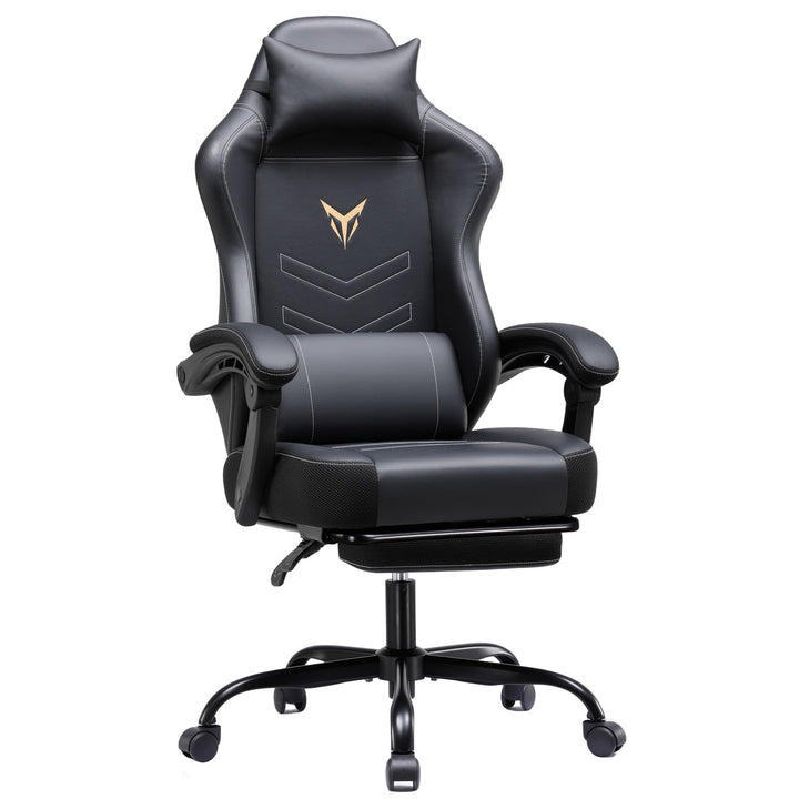 GTPLAYER Gaming Stuhl, Ergonomischer Gamer Sessel mit Fussstütze, Bürostuhl Höhenverstellbar mit Kop