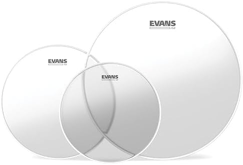 3er Pack Evans G2 Tom Transparent Leder für 10 Zoll, 12 Zoll und 16 Zoll, Rock