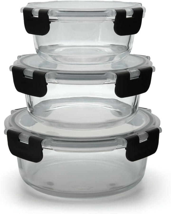 BigDean Glasbehälter mit Deckel in 3 Grössen - Mikrowellengeschirr Glas - Meal Prep Container - Rund