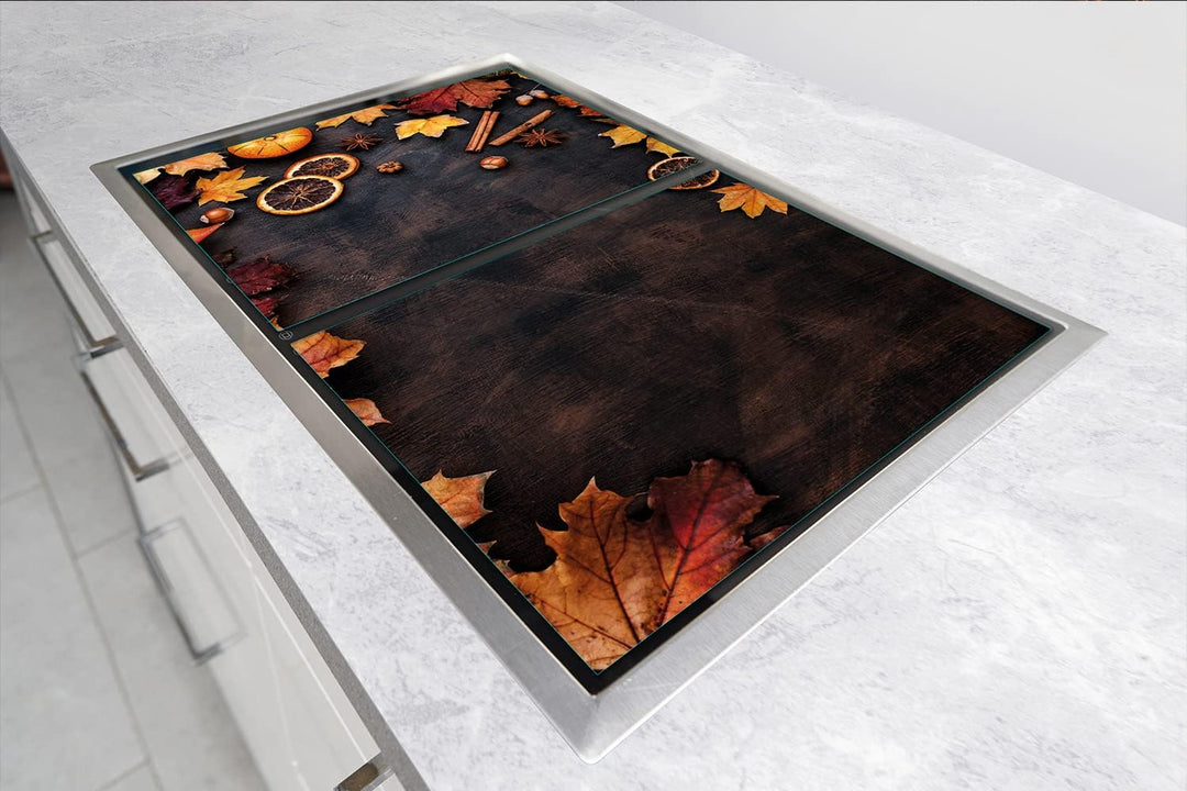 Herdabdeckplatten tweiteilig 100x52 cm Ceranfeld Abdeckung Glas Spritzschutz Abdeckplatte Glasplatte