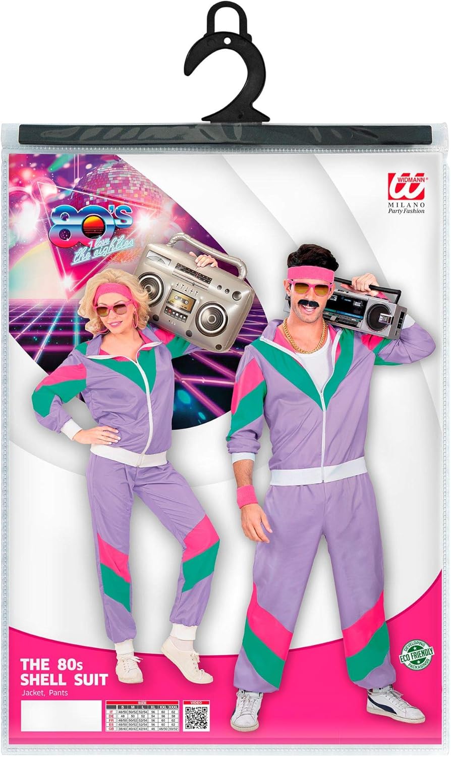 W WIDMANN MILANO Party Fashion - Kostüm Trainingsanzug, 80er Jahre Outfit, Jogginganzug, Bad Taste O