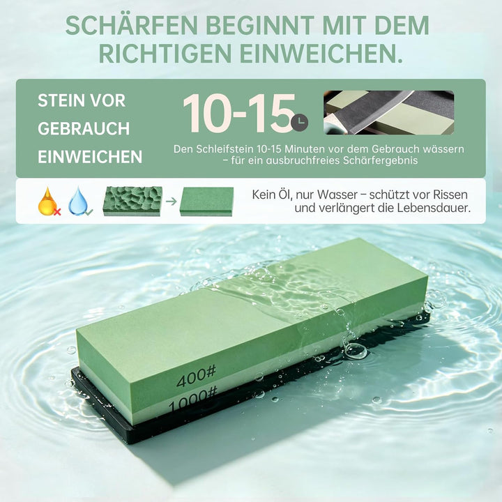 Schleifstein Set für Messer，whetstone mit 4 Körnung（400/1000 3000/8000）zum Schärfen von Messern，shar