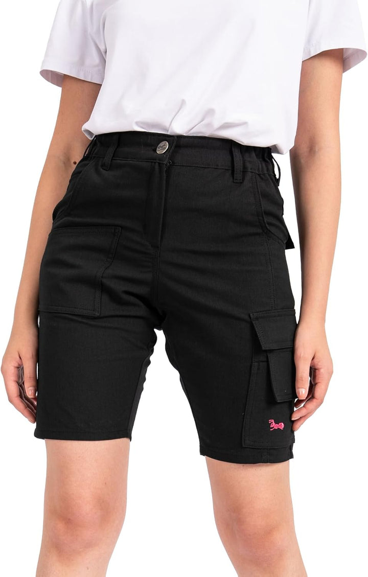 strongAnt Damen Arbeitsshorts Stretch Kurze Arbeitshose mit Cargo Taschen für Frauen Outdoor 30 Schw