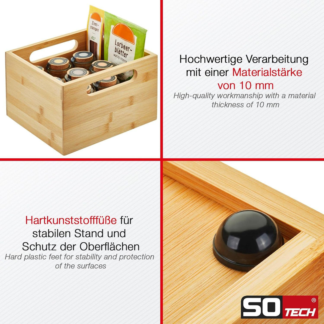 SOTECH ORGA-BOX Organisations-Container Bambus geölt 200 x 225 x 150 mm für Apothekerschränke und Sc