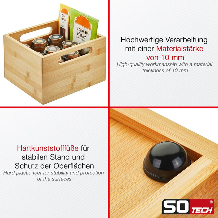 SOTECH ORGA-BOX Organisations-Container Bambus geölt 200 x 225 x 150 mm für Apothekerschränke und Sc