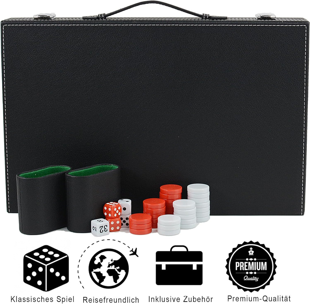 Backgammon Set 15" Klassisches Backgammon Brettspiel Tragbares Reise Strategie Backgammon Spiel Set
