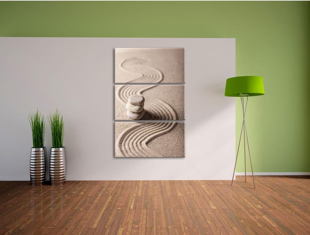 Pixxprint Wellenmuster im Sand als Leinwandbild/Grösse: 3 Teilig (120x80) cm/Wandbild/Kunstdruck/fer