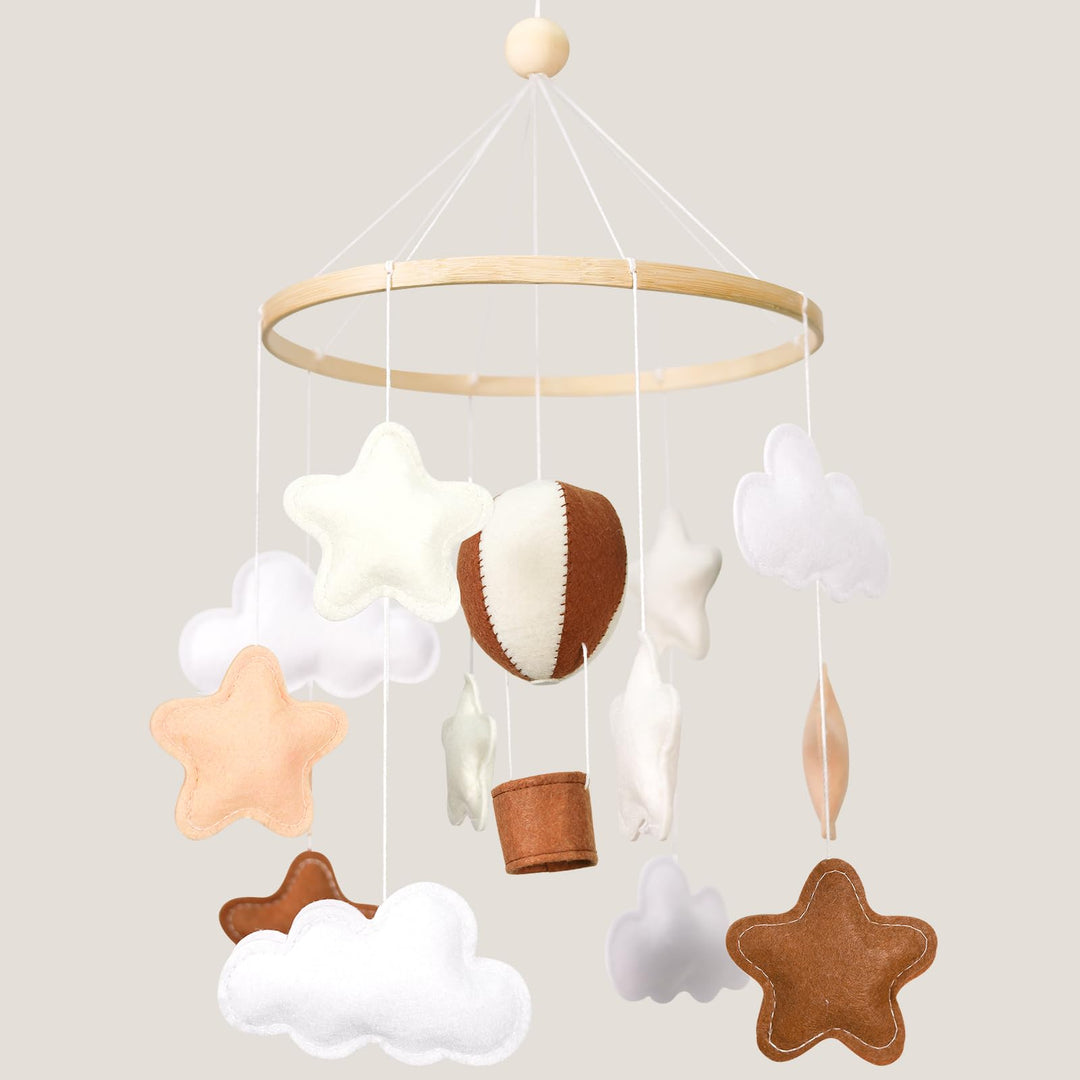 Heissluftballon Mobiles Baby Windspiel Babybett, Stern Filz Baby Mobile Krippe Halterung Baby Wickel