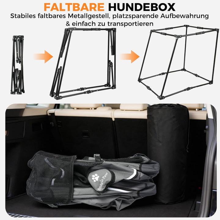 Snagle Paw Faltbare Transportbox,Stabiler Transportbox Hund Rückbank mit Kopfstützen-Gurt, Metallrah
