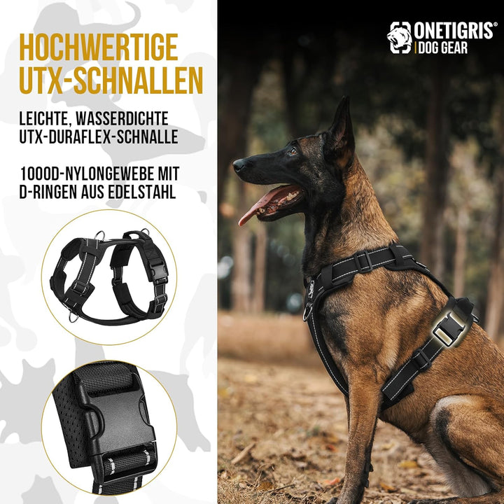 OneTigris Hundegeschirr, Diesel Einstellbar Taktisches Geschirr Weich Gepolstert Brustgeschirr für m