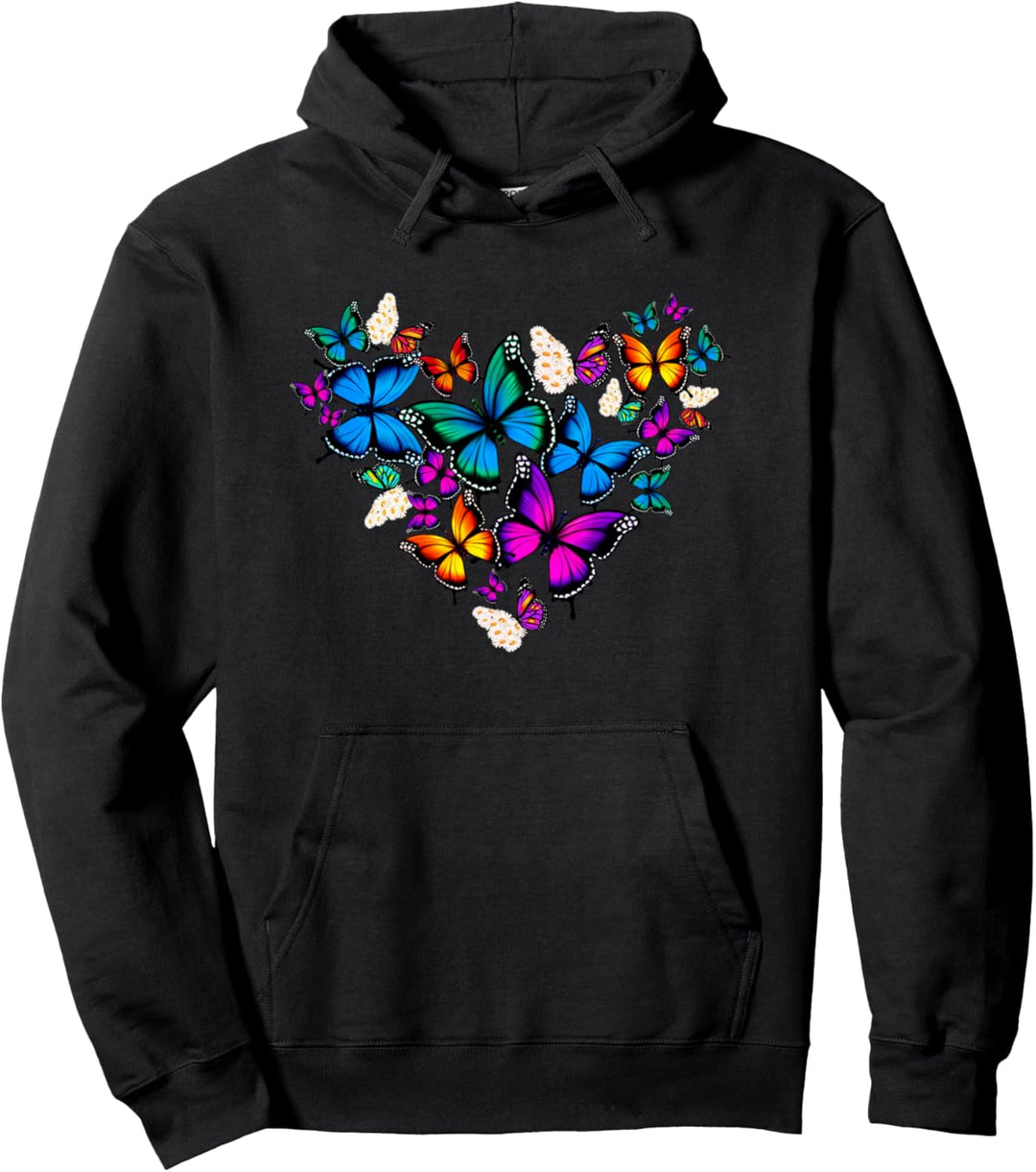 Frau Mädchen Schmetterlinge Gänseblümchen Herz bunt Pullover Hoodie